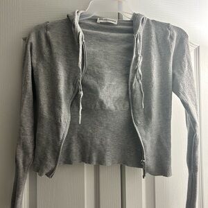 No Boundaries Gray Cropped Zip-Up Hoodie